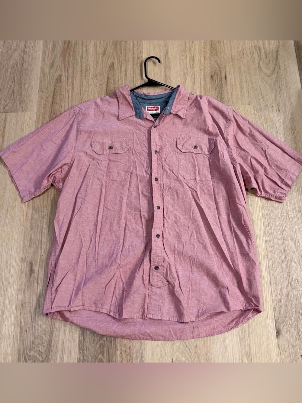 Wrangler Comfort Flex Men’s Mauve Short Sleeve Button-Down Shirt size 2XL